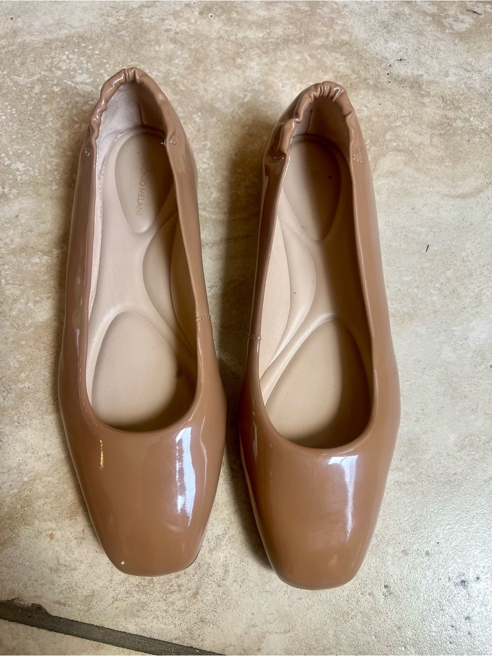 ANTONIO MELANI Patent Nude Square-Toe Ballet Flats